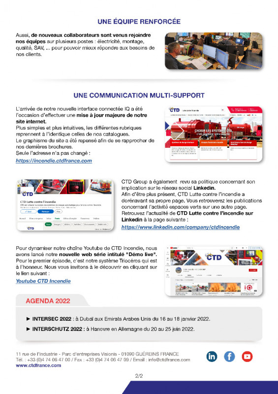 CTD Lutte contre l'incendie - Newsletter #1