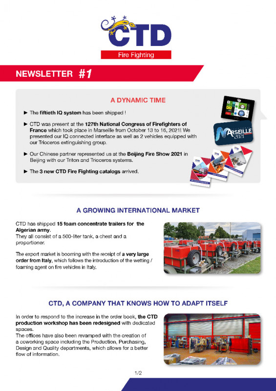 CTD Lutte contre l'incendie - Newsletter #1