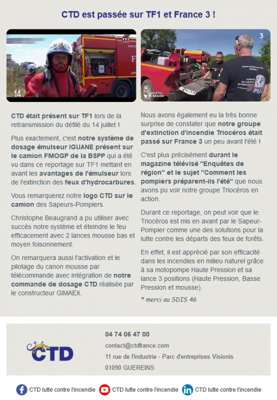 CTD Lutte contre l'incendie - Newsletter #4